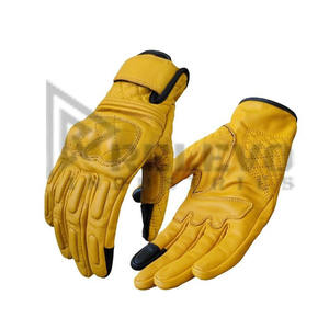Gants de moto en cuir véritable, unisexes, à doigts entiers, avec coque de protection rigide, résistants à l'usure, pour la conduite et les loisirs, universels - Product Image 1