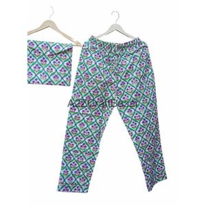 Ensemble pyjama de nuit pour femme, fait main, été/hiver, imprimé floral de luxe, 100% coton respirant et doux, cadeau pour demoiselle d'honneur - Product Image 3