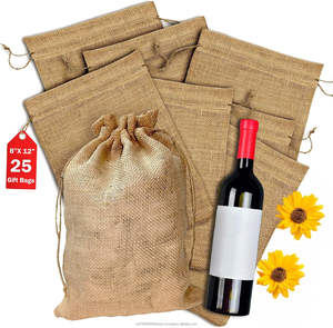 Grands sacs en toile de jute avec cordon de serrage 8"X12" – Sacs cadeaux en jute naturelle pour anniversaires, Noël, fêtes et conservation alimentaire - Product Image 1