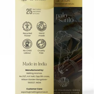 Varitas de Palo Santo - Incienso Orgánico de Madera de Bambú Indio para Limpieza Espiritual y Meditación, Uso Religioso, Ecológico - Product Image 1