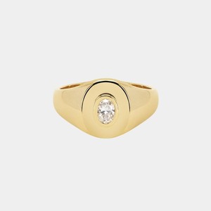 แหวนเพชรทรงรีเพาะเลี้ยงในห้องปฏิบัติการ ตัวเรือนทองคำแท้ 14K ประดับแบบ Bezel Set สไตล์มินิมอล โมเดิร์น โซลิแทร์ สำหรับทั้งชายและหญิง แหวนวงเล็ก 0.20 กะรัต - Product Image 1