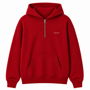 Sweat à capuche épais personnalisé avec logo, surdimensionné, demi-zip, en molleton de coton pour homme, fermeture éclair quart de tour, OEM - Product Image 1
