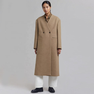 Abrigos de lana largos sin cuello para mujer, chaqueta de invierno para mujer - Product Image 2