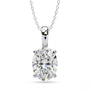 Collier pendentif solitaire en or 10 carats avec diamant ovale de 2 carats cultivé en laboratoire, pureté E VVS, bijoux fins pour femmes, bijoux de mariée, luxe sur mesure - Product Image 5