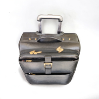 Valise de voyage vintage en cuir véritable légère de 20 pouces à 4 roues avec fermeture éclair pour week-end et nuitées