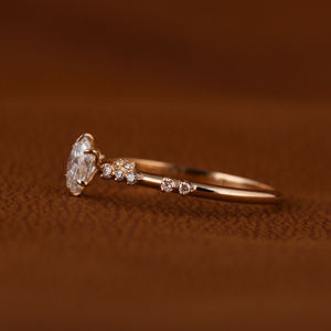 Anillo de compromiso de diamante cultivado en laboratorio de alta calidad, forma ovalada, oro rosa sólido de 14k, joyería de boda para mujer, gran venta. - Product Image 5