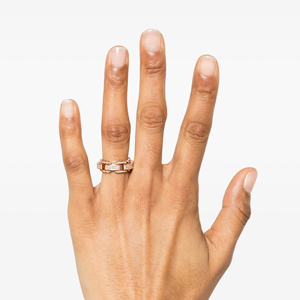 Rose Gold Diamond <b>ring</b> Channel <b>Set</b> Round Brilliant Cut Geometric Link Luxury Unisex Everyday Wear - Product Image 3