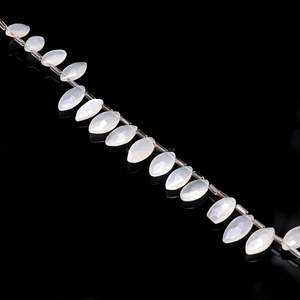 ลูกปัดมูนสโตนสีขาวธรรมชาติทรงมาร์คีสเจียระไนรูเจาะด้านข้าง สำหรับทำเครื่องประดับ ขนาด 7x12-8x13 มม. ความยาว 8 นิ้ว ขายส่ง - Product Image 6