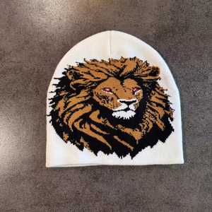 Customize Lion Embroidery Beanie Hat Unisex Adult Winter Casual Style Jacquard <b>Knit</b> <b>Animal</b> <b>Pattern</b> - Product Image 6