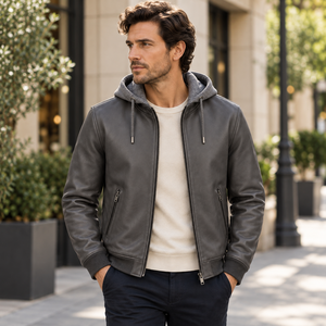 Chaqueta Impermeable con Capucha de Cuero Genuino STITCH MASTER PRO INDUSTRIES para Hombre, Chaqueta de Motociclista, Abrigo Personalizado de Moda Vintage - Product Image 6