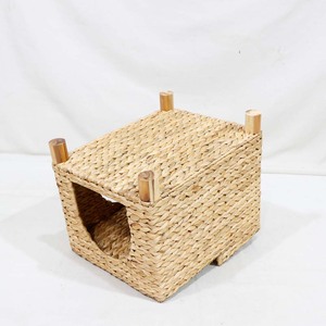 Casa para Mascotas Tejida de 2 Niveles, Ecológica, de Jacinto de Agua, para Gatos, Perros y Animales Pequeños, con Cojín Suave, para Uso en Interiores, Raza Mediana - Product Image 5