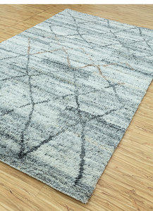 Tapis Jaipur Rugs PKPL-07 noué à la main en polyester gris glacier/bleu marine rectangulaire - Product Image 3