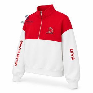 Delta | Sigma | Theta Sorority Quarter <b>Zip</b> Pullover Women's Fleece Jumper Mock Neck Embroidered Sweatshirt <b>Zip</b>-<b>Up</b> Pullover - Product Image 2
