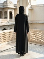 Abaya noire à manches longues et brodée, longueur au sol, avec foulard assorti, robe islamique traditionnelle modeste pour femmes, à porter au quotidien
