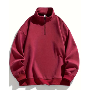 Sweat-shirt à col zippé pour homme, mélange de polyester et de coton, coupe ample, vêtements streetwear européens - Product Image 2