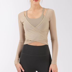 Women's <b>Wrap</b> Style Yoga Top Soft <b>Stretch</b> Fitness Workout Shirt Breathable Activewear Athletic Gym Clothing - Product Image 5