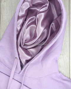 Sweat-shirt à capuche surdimensionné personnalisé pour hommes ensemble de sweat à capuche doublé en satin de soie lacé avec sweats à capuche en soie - Product Image 2