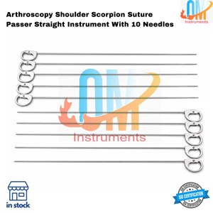 Instrument droit de passage de suture Scorpion pour arthroscopie de l'épaule, lot de 10 aiguilles, réutilisable, en acier inoxydable de qualité médicale, allemand - Product Image 3