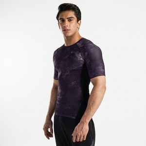 Men's Purple Sublimation <b>Compression</b> Rash Guard Short Sleeve Quick Dry <b>Gym</b> <b>Shirt</b> - Product Image 2