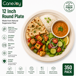 Eco-friendly Bagasse Dinner <b>Plate</b> Biodegradable Sugarcane Pulp Heavy Duty Party <b>Disposable</b> 12 Inch Round Compostable <b>Plate</b> - Product Image 3