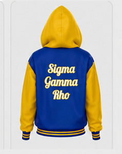 เสื้อแจ็คเก็ตวาร์ซิตี้ Sigma Gamma Rho Sorority แบบสั่งทำพิเศษ ปักลายผ้าทอ ลายเรียบ ระบายอากาศได้ดี - Product Image 2