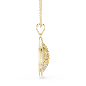 Collar con colgante de globo terráqueo de diamante cultivado en laboratorio de oro amarillo de 14 quilates, diseño de mapa del mundo con micro pavé en oro amarillo. - Product Image 2