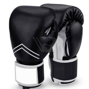 Guantes de Boxeo y Sanda Personalizados OEM de Primera Calidad con Cordones, Absorbentes de Humedad, de Cuero Vacuno Genuino, Color Negro - Product Image 1