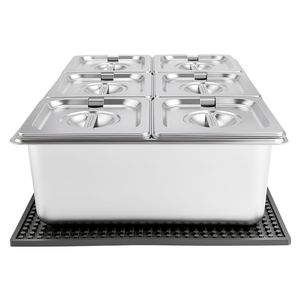 Bandeja de exhibición de alimentos de acero inoxidable para mostrador con rejilla refrigerada por hielo para buffet de ensaladas y condimentos - Product Image 1