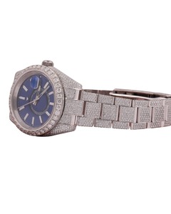 นาฬิกาข้อมือประดับเพชรโมอิสซาไนต์จากโรงงานขายส่ง หน้าปัดสีน้ำเงินแบบ Iced Out ของขวัญสำหรับผู้ชาย ผ่านการทดสอบเครื่องตรวจสอบเพชร - Product Image 4