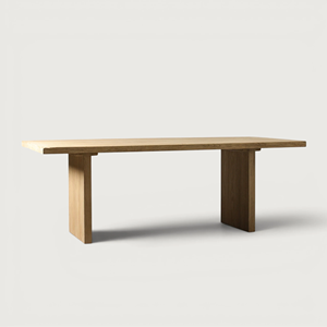 Mesa de Comedor Kora de Madera de Olmo Reciclada, Tablero Rectangular Sólido, Patas Acanaladas, Muebles Rústicos Modernos Hechos a Mano para el Hogar - Product Image 1