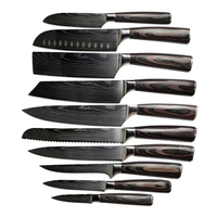Ensemble de couteaux de chef en acier damas fait main de haute qualité, 10 pièces, qualité professionnelle, manches en bois durables, pour le camping en plein air et la cuisine