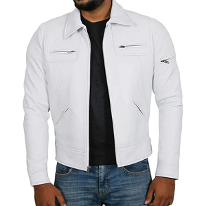 Blouson de moto en cuir matelassé coupe-vent à manches longues, confortable, protection optimale, personnalisable sur le devant, vente en gros de vêtements de sport - Product Image 1