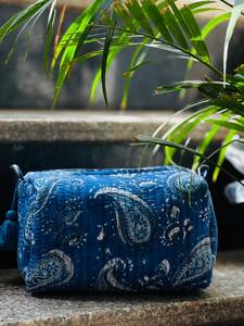 Vintage Bohemian Embroidered Cotton <b>Makeup</b> <b>Case</b> Water Resistant Zipper Handled Eco-Friendly Travel for Pouch Rajasthan Veer - Product Image 1