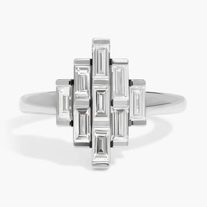 Anillo de Moda con Diamante Cultivado en Laboratorio, Corte Baguette, Oro Blanco - Product Image 1