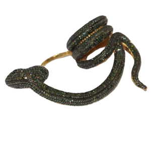 Anillo de Plata de Ley Chapado en Oro de 22k con Diseño de Serpiente y Diamantes Certificados por IGI de Memoria Jewels, Nueva Tendencia para Compromiso o Aniversario - Product Image 6