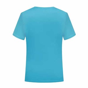 T-shirt unisexe personnalisable 100 % polyester, col en V, séchage rapide, manches courtes, anti-boulochage, vierge, pour publicité et entreprise - Product Image 2