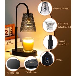 Electric Flameless Candle Warmer Lamp with <b>Timer</b> Adjustable Height Top Lamp Shade for Jar Candles - Product Image 3
