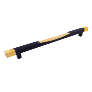 Poignée longue de porte principale en aluminium, finition noir soyeux PVD, or rose PVD, accent doré brillant, design pin, quincaillerie d'entrée - Product Image 4
