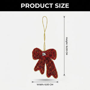Handmade Inlay Crafted Red <b>Bow</b> Beads and Satin Indian Shelf Bag Charms for Women's Purse Girls Handbag Backpack Shoulder Bag - Product Image 3