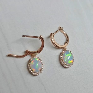 925 Silver <b>Opal</b> Oval Drop <b>Earrings</b> 18K Gold Plated Rhodium Plated Pendant Christian Jewelry for Women Party Occasion - Product Image 5