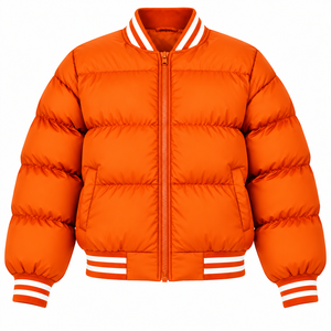 Chaqueta de invierno para mujer, tipo puffer, con cuello alto, cierre de cremallera, alternativa a la plumón, corte holgado, informal, estilo bomber. - Product Image 2