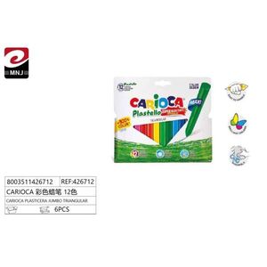 Pastelli a Cera Triangolari Jumbo Carioca 12 Colori per Disegno Artistico Bambini - Product Image 1