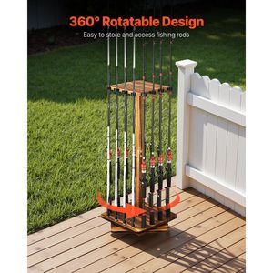 Supports de cannes à pêche à 16 pôles, support en bois rotatif à 360 degrés pour l'organisation et le rangement dans le garage, système de rangement pour cannes à pêche - Product Image 2