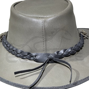 Sombrero Vaquero Occidental Verde Oliva con Banda Trenzada Negra, Ajustable, de Cuero, Personalizable OEM, Unisex, para Viajes, Safari y Protección Solar - Product Image 5