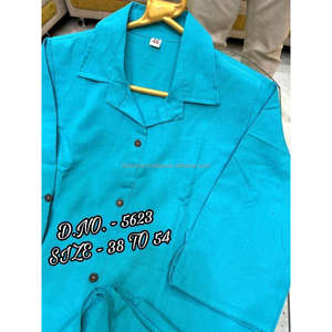 Hermoso y pesado algodón Slub/algodón Flex (Trae.) de tela de la mejor calidad Cordset (camisa de longitud corta-29 ") con botones de madera y L - Product Image 5