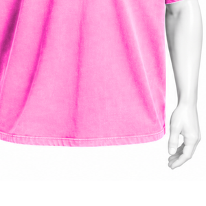 เสื้อยืดสีชมพูสดแบบวินเทจ ทรงโอเวอร์ไซส์ ผ้าคอตตอนฟอกสี แขนสั้น มีกระเป๋าหน้าอก สไตล์ลำลองแนวสตรีทแวร์ - Product Image 6