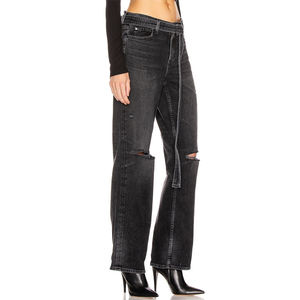 Pantalones Vaqueros Acampanados para Mujer, Hechos a Medida, OEM, con Bolsillos, Botones, Transpirables, Ajustados, con Logotipo Personalizado - Product Image 2