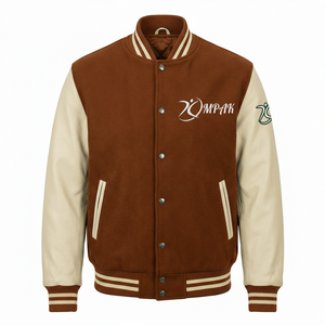 Vêtements en gros style américain authentique avec doublure matelassée et patchs brodés, coupe oversize pour lycée - Product Image 1