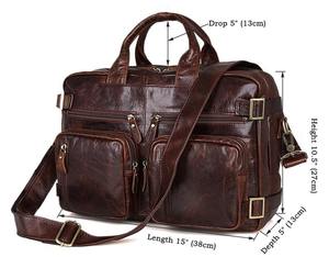 Sac à main d'affaires rétro en cuir de vache véritable pour hommes, sacoche pour ordinateur portable de 15.6 pouces, sacs à bandoulière LLB-0359 - Product Image 4