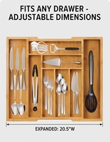 Organisateur de tiroir extensible en bambou pour cuisine, plateau de rangement pour ustensiles, support pour couverts, personnalisation, commande en gros